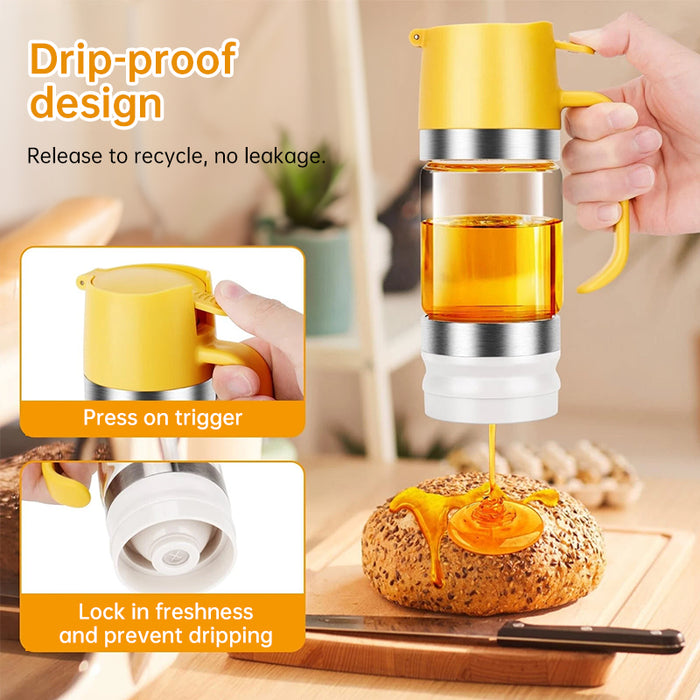 Press the trigger on the handle to pour from the bottom, release to stop